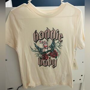 Forever 21 Rhinestone Bedazzled Y2K Ed Hardy looking Tee “Baddie Baby”